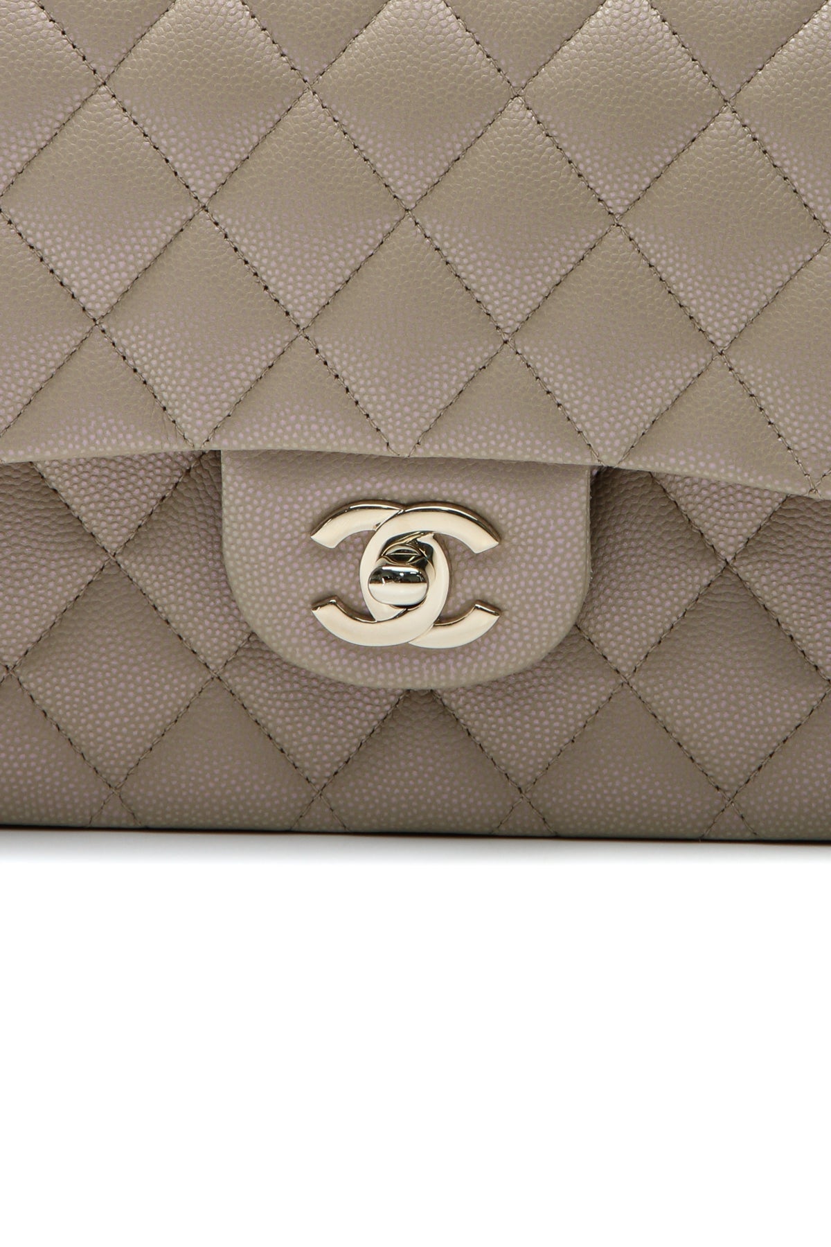 Iridescent Classic Medium Double Flap Bag - Dark Beige