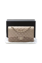 Iridescent Classic Medium Double Flap Bag - Dark Beige