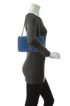 Tweed Classic Medium Double Flap Bag - Blue