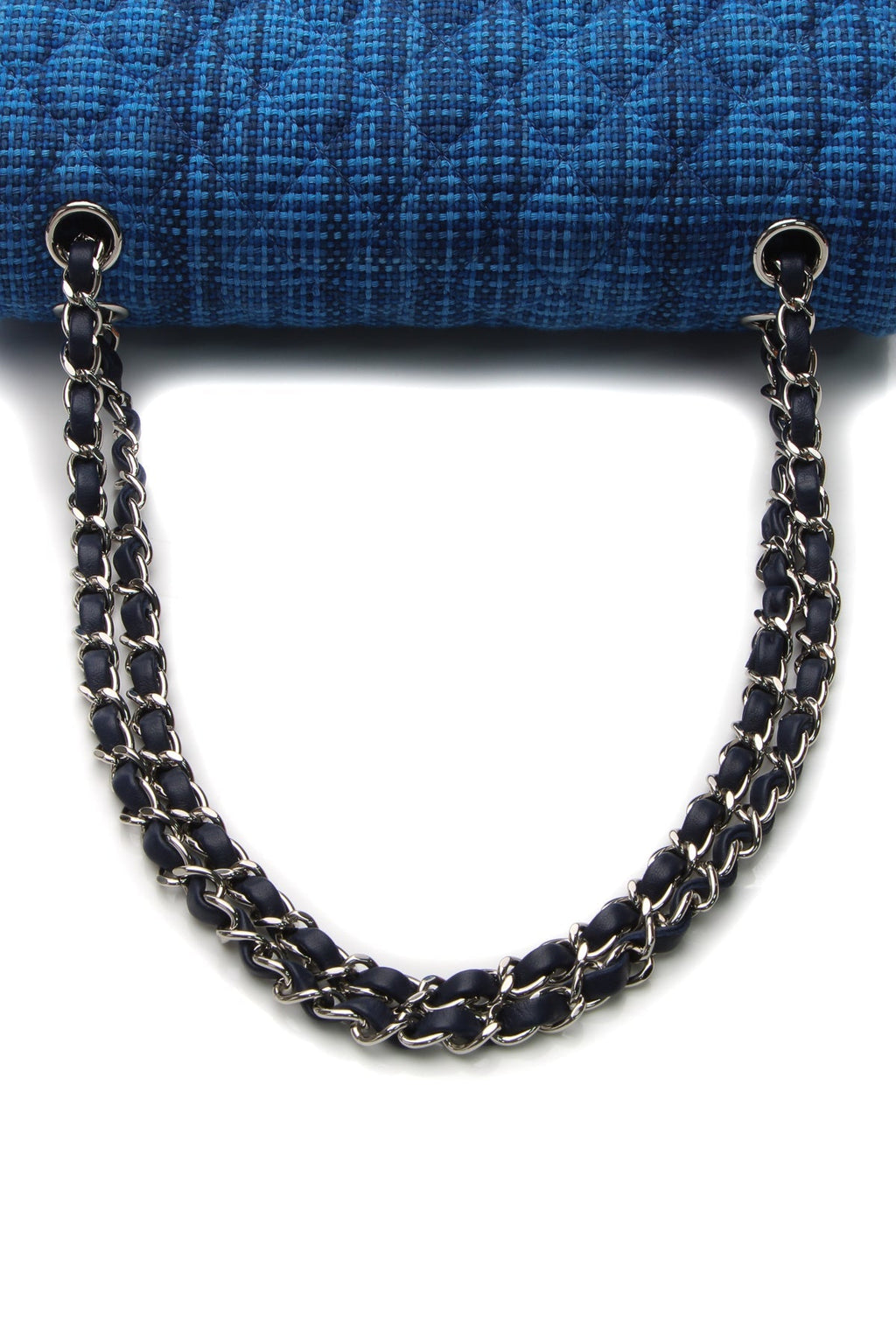 Tweed Classic Medium Double Flap Bag - Blue