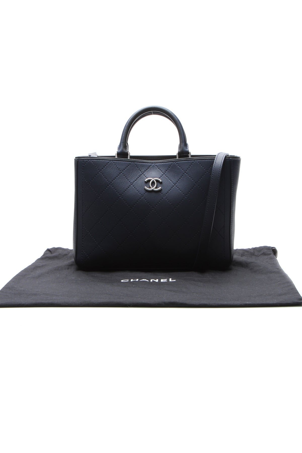 Bi-Color Medium Shopping Bag - Navy/Black