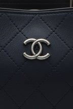 Bi-Color Medium Shopping Bag - Navy/Black