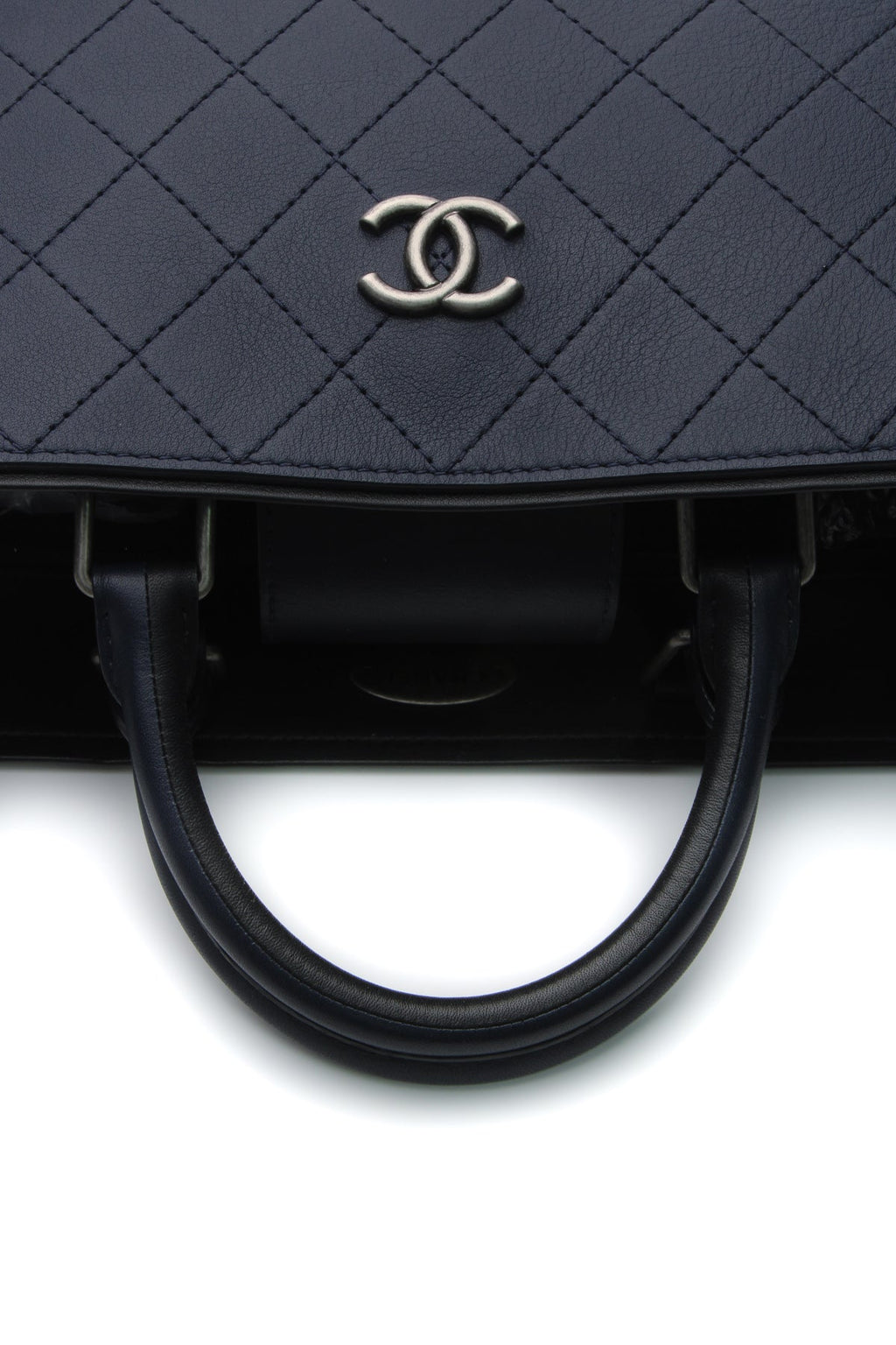 Bi-Color Medium Shopping Bag - Navy/Black