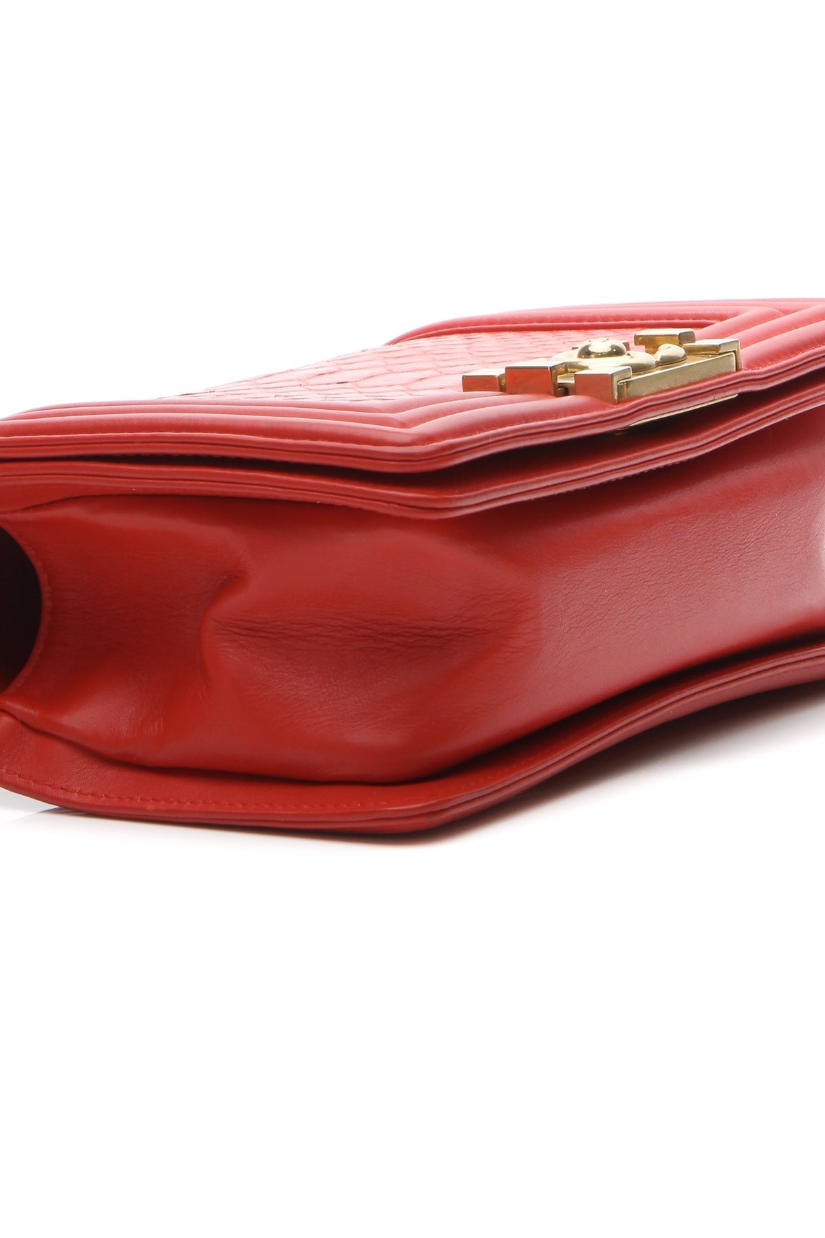 Shiny Python Small Boy Bag - Red