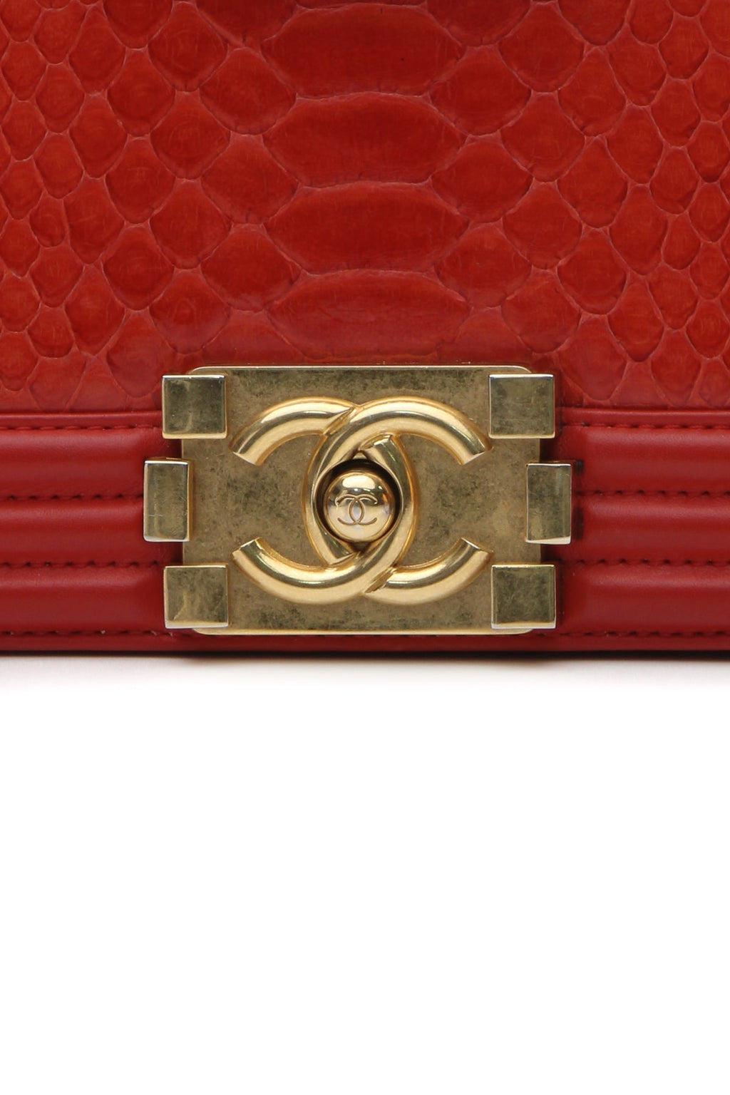 Shiny Python Small Boy Bag - Red