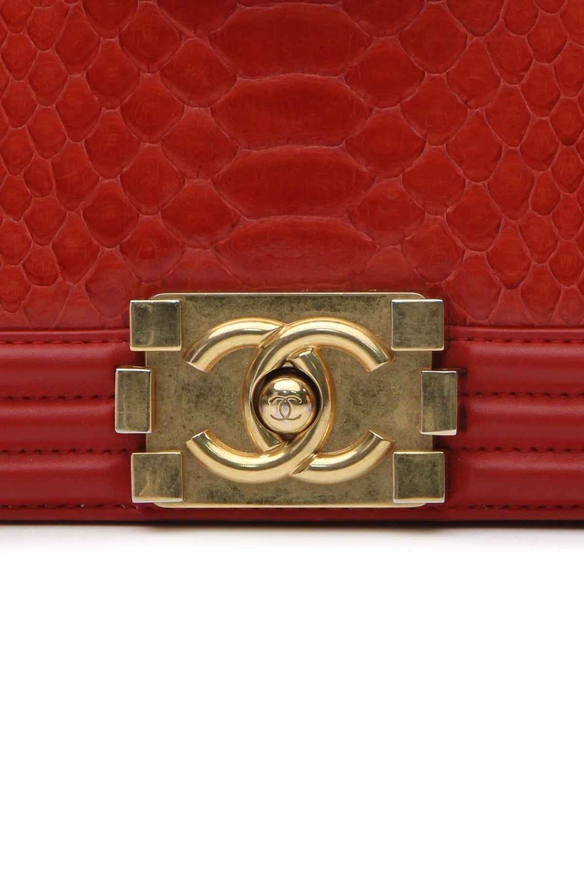 Shiny Python Small Boy Bag - Red