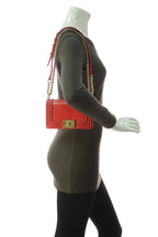 Shiny Python Small Boy Bag - Red