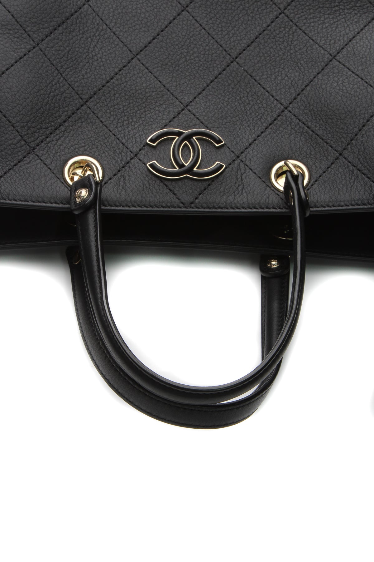 Small Side Chain Shopping Tote Bag - Black