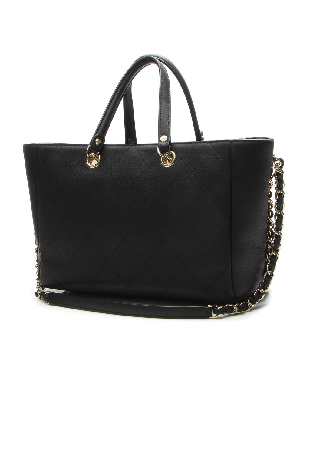 Small Side Chain Shopping Tote Bag - Black