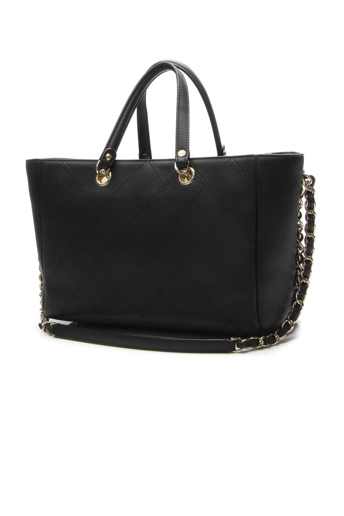 Small Side Chain Shopping Tote Bag - Black