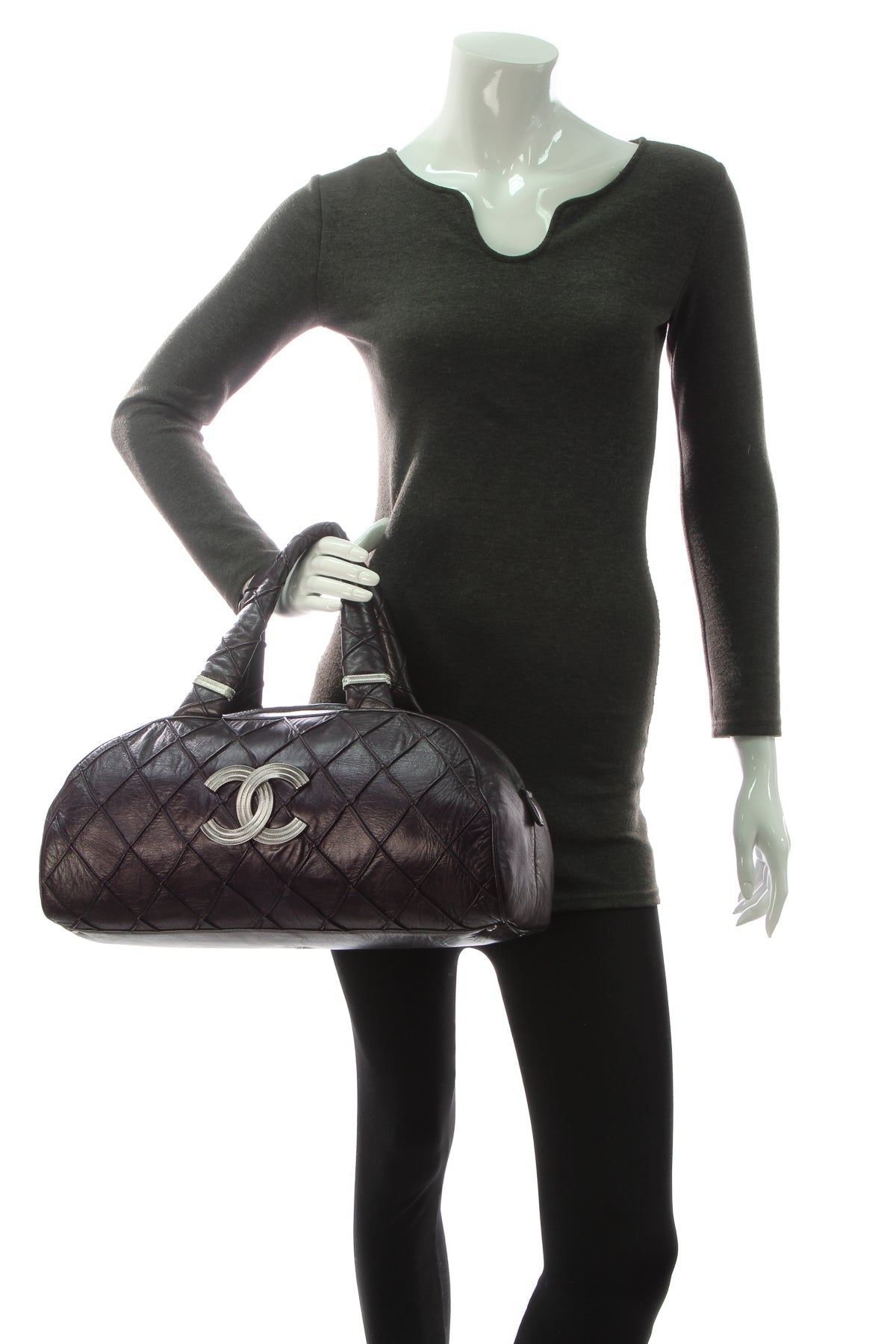 Quilted CC Bowler Bag - Purple