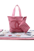 Reversible Beach Towel Tote Bag Set - Pink