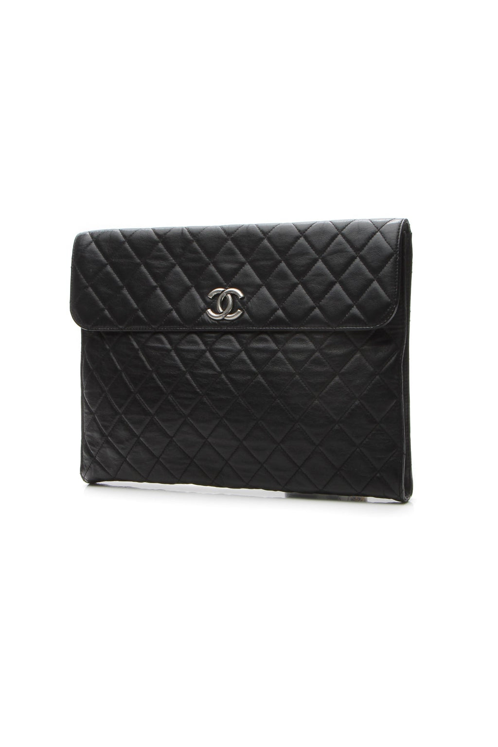 CC Quilted Flap Clutch Bag - Black