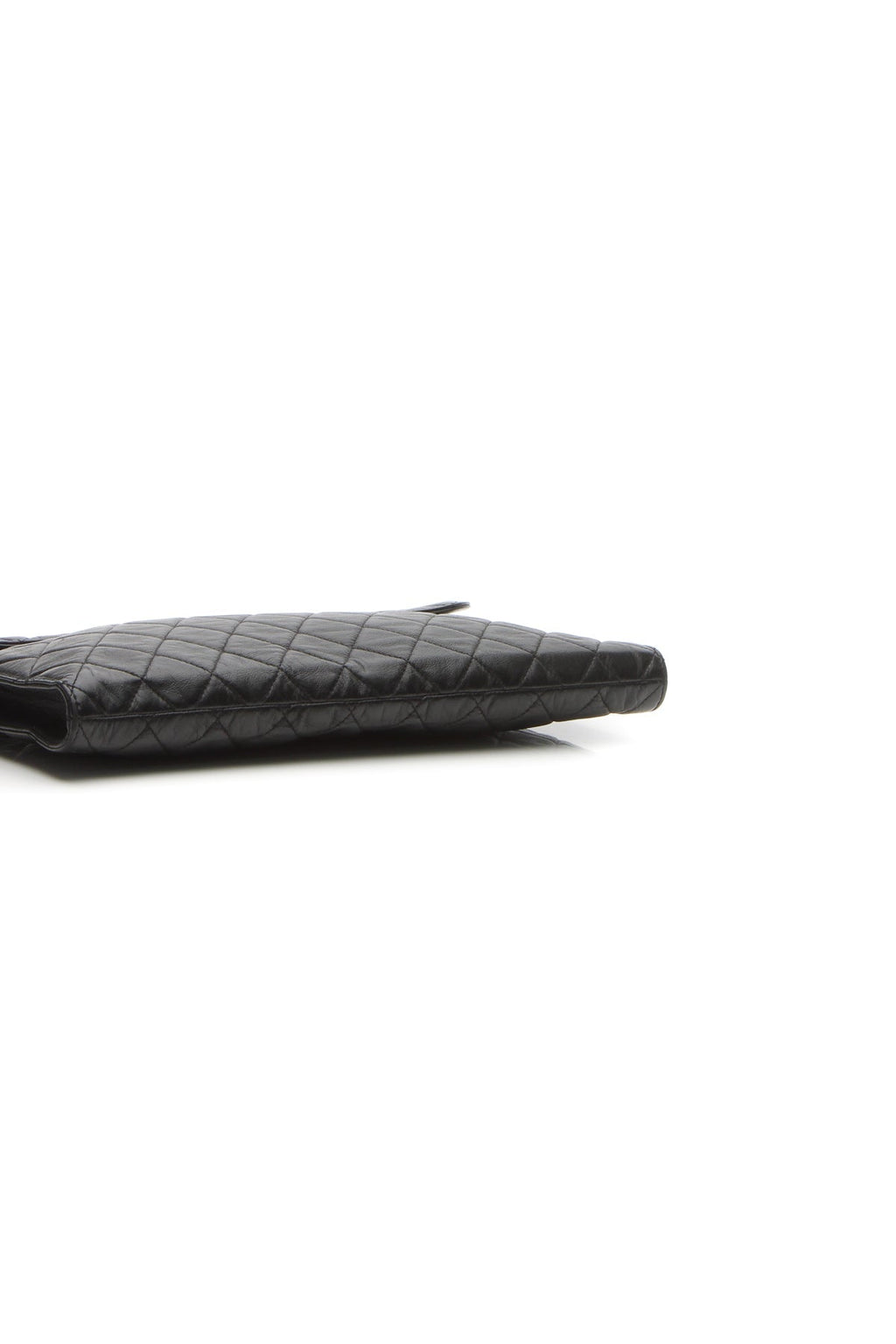 CC Quilted Flap Clutch Bag - Black