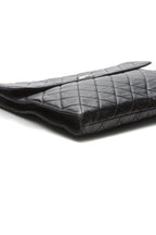 CC Quilted Flap Clutch Bag - Black