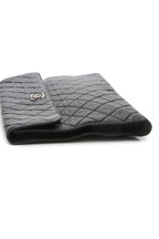 CC Quilted Flap Clutch Bag - Black