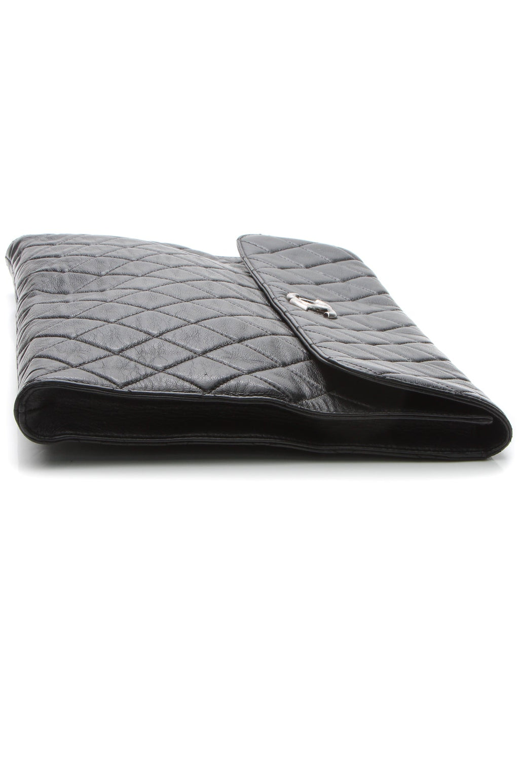 CC Quilted Flap Clutch Bag - Black