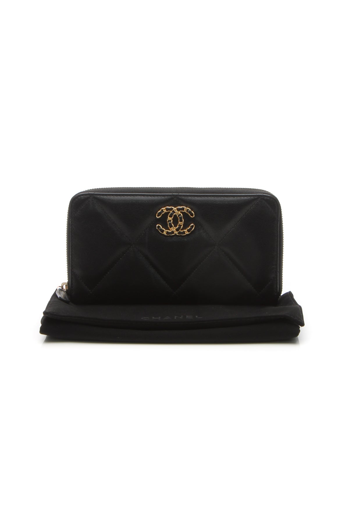 Quilted 19 Zip-Around Wallet - Black