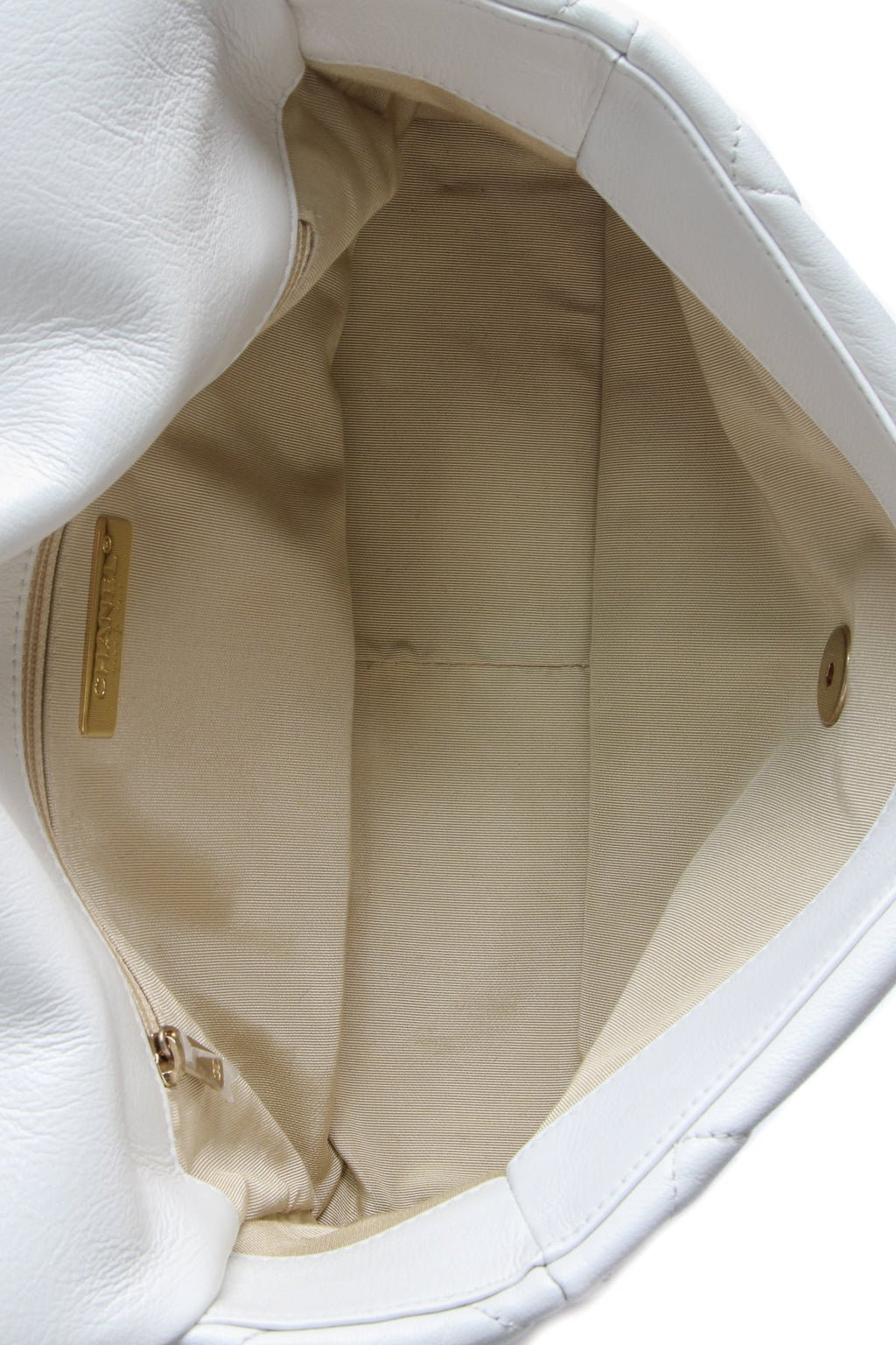 Quilted Large Chanel 19 Flap Bag - White