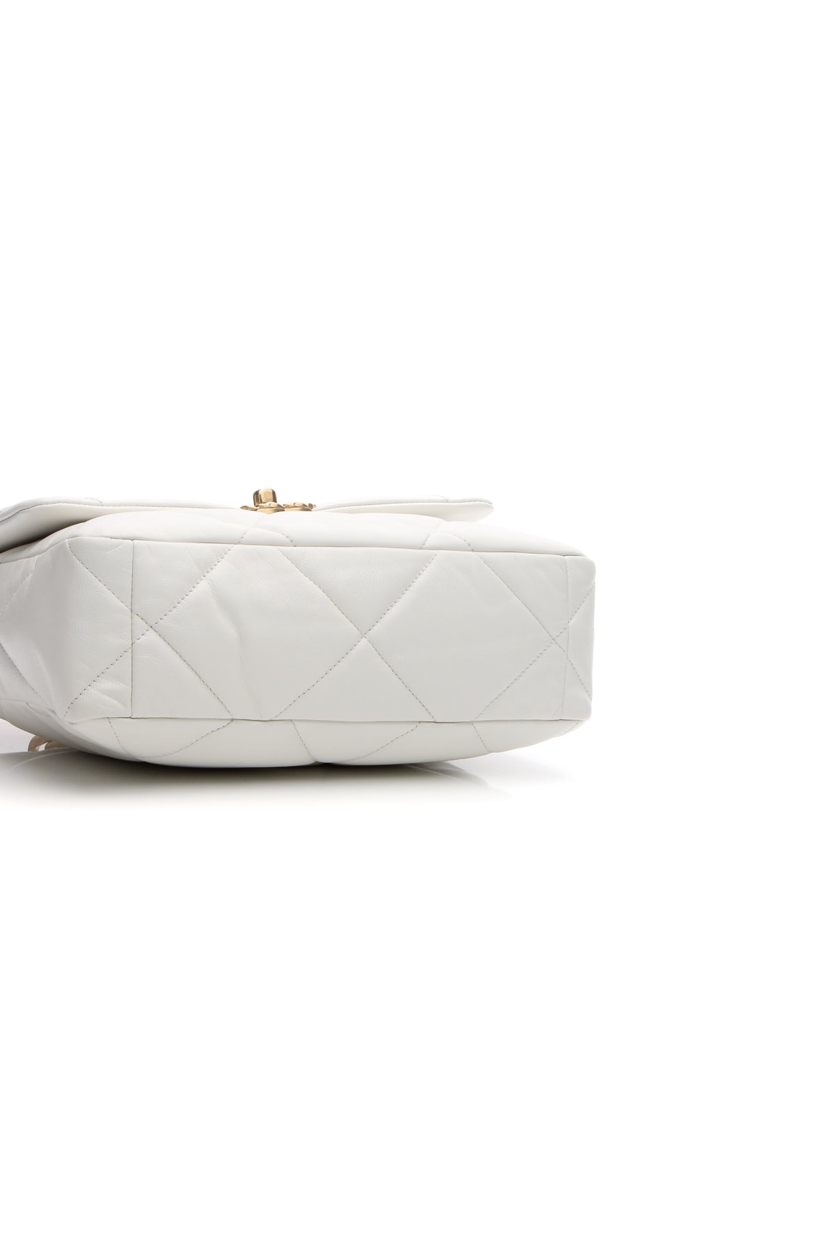Quilted Large Chanel 19 Flap Bag - White
