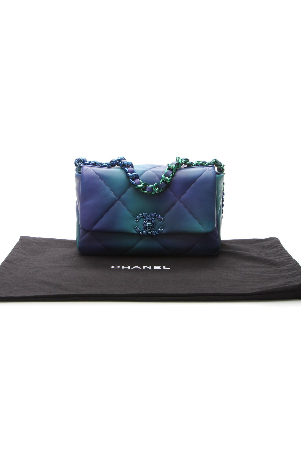 Quilted Chanel 19 Flap Bag - Teal/Purple