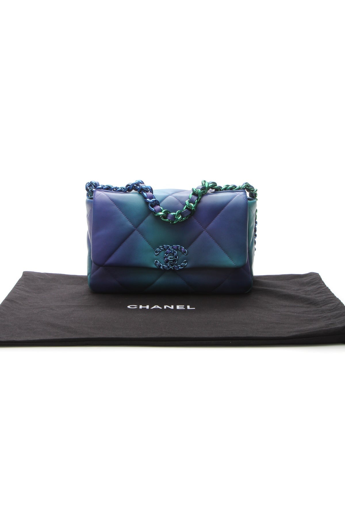 Quilted Chanel 19 Flap Bag - Teal/Purple
