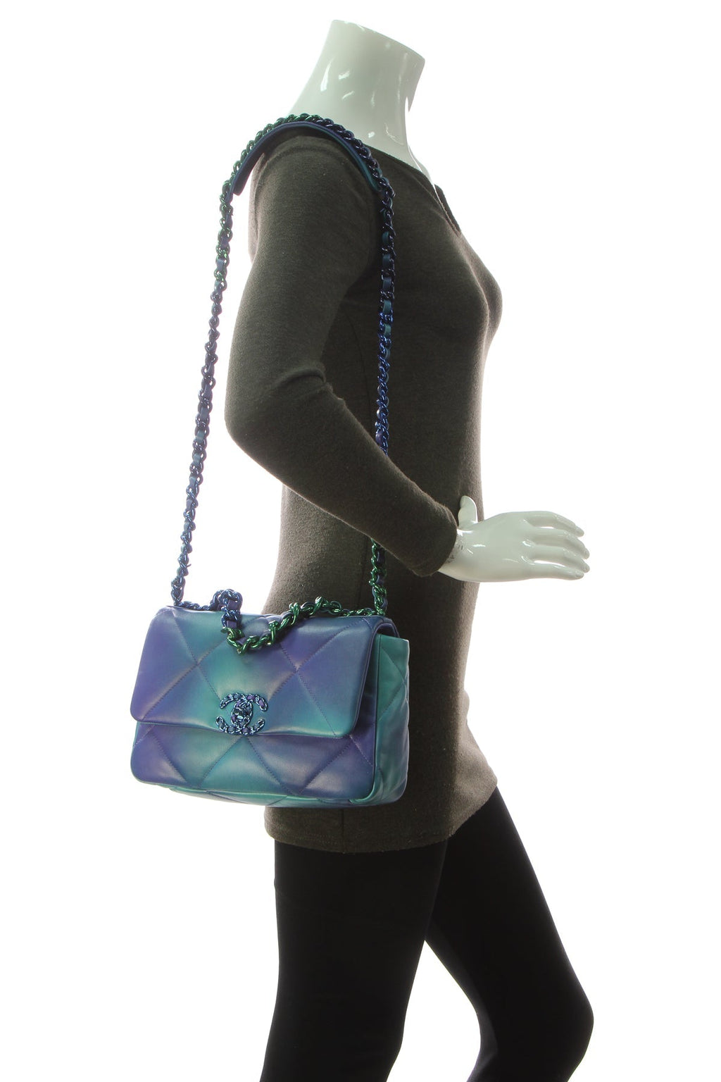 Quilted Chanel 19 Flap Bag - Teal/Purple