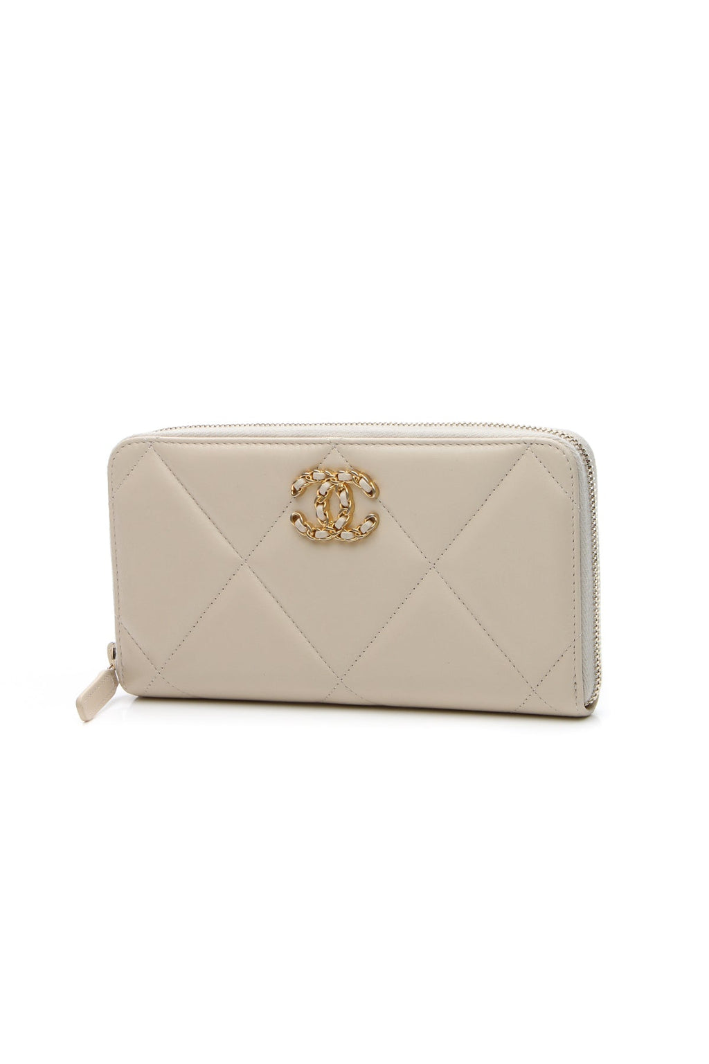 Quilted 19 Zip-Around Wallet - Beige