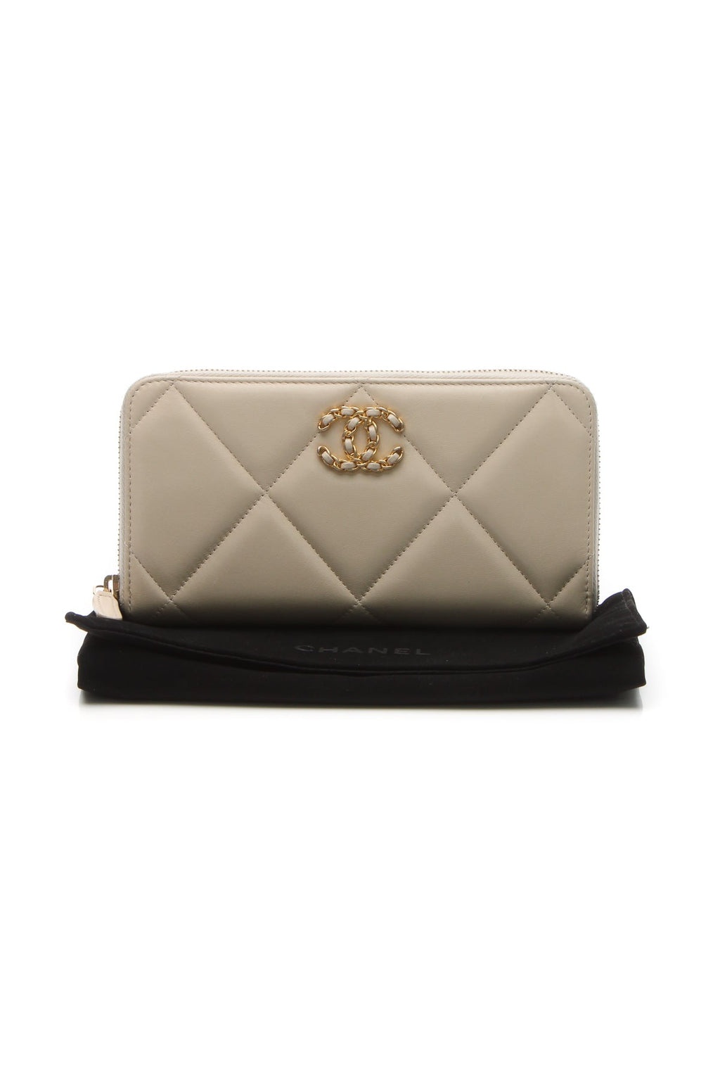 Quilted 19 Zip-Around Wallet - Beige