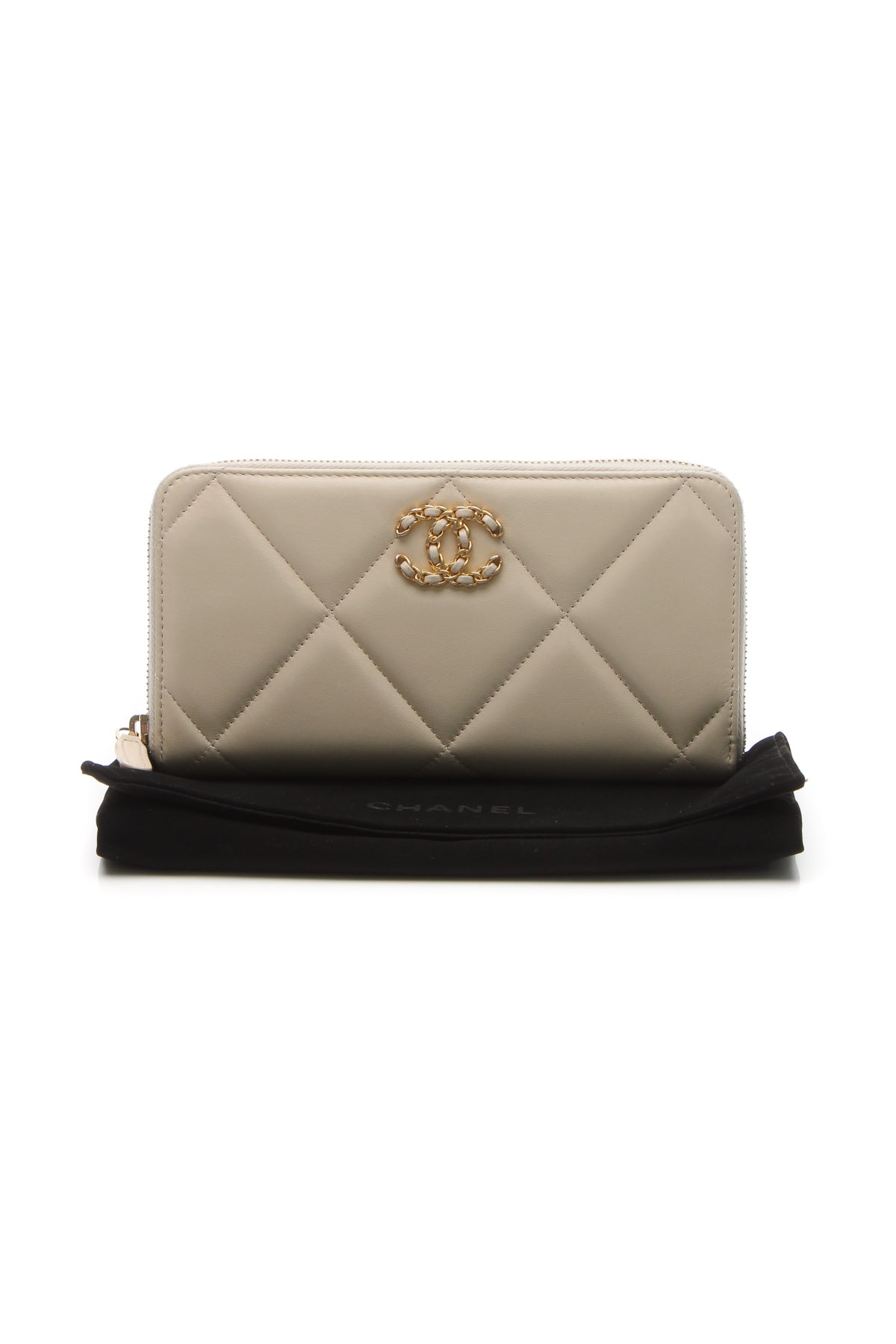 Quilted 19 Zip-Around Wallet - Beige