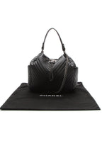 Chevron Small Drawstring Bucket Bag - Black