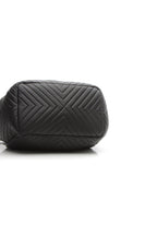 Chevron Small Drawstring Bucket Bag - Black