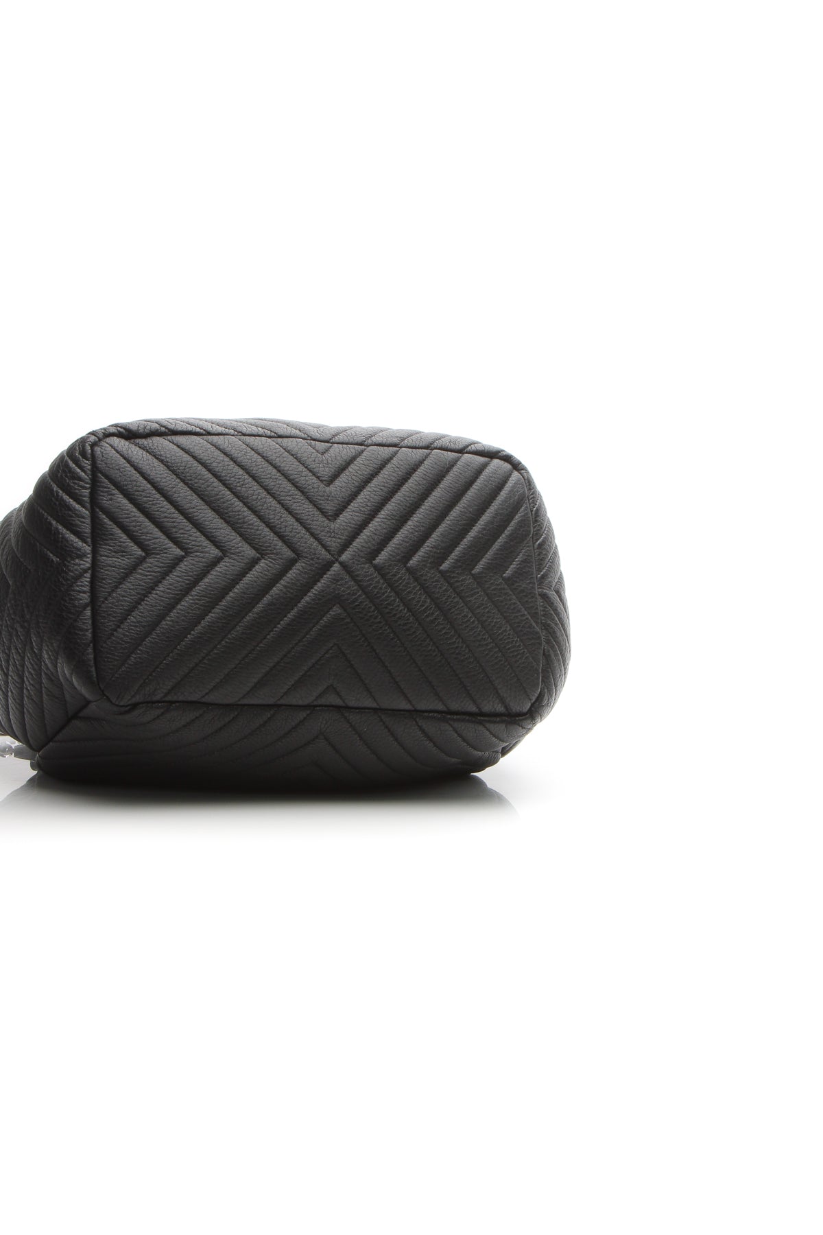 Chevron Small Drawstring Bucket Bag - Black