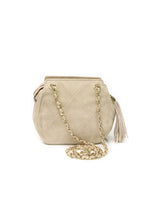 Vintage Quilted Tassel Shoulder Bag - Beige