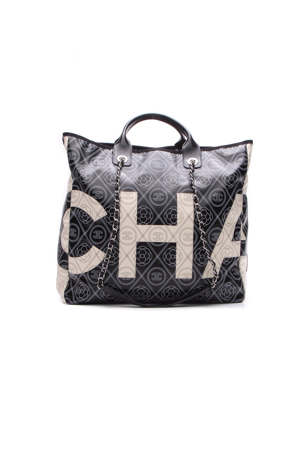 Camellia Medium Shopping Tote Bag - Black/Beige