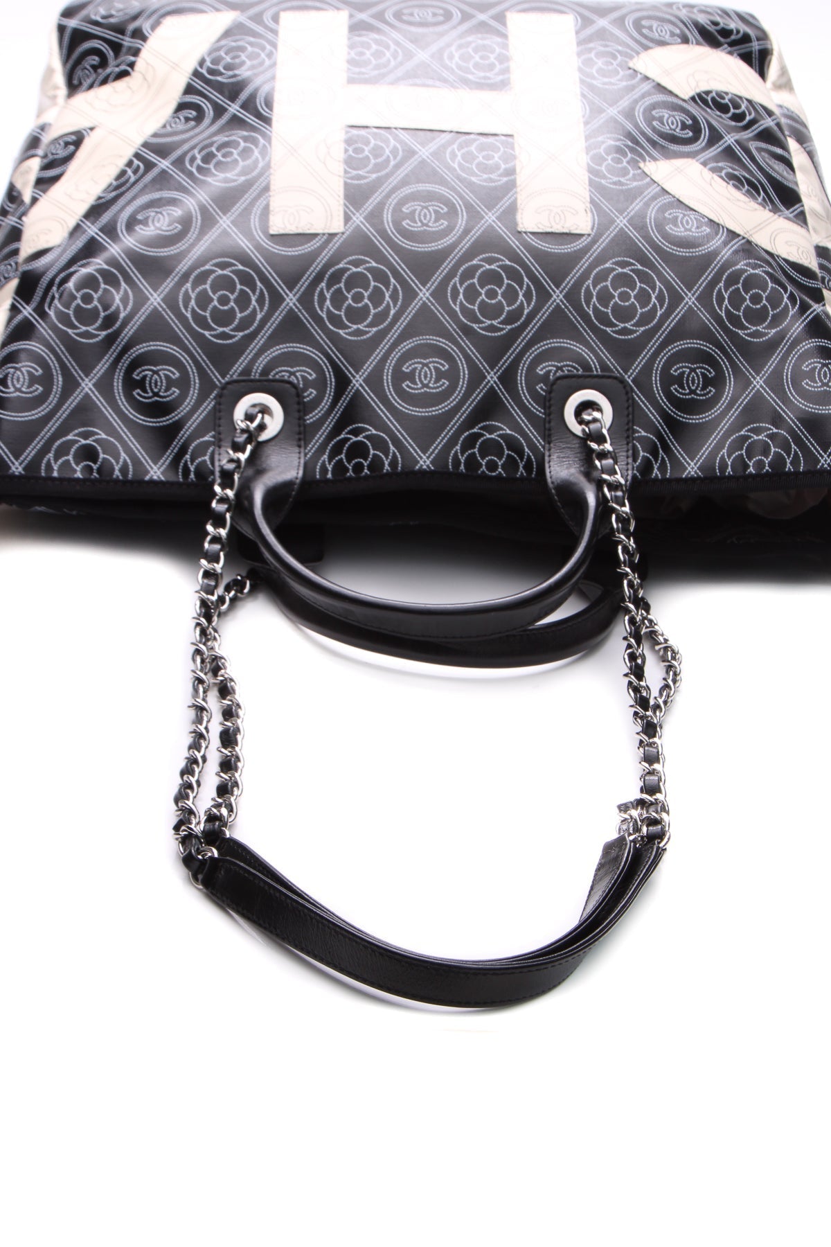 Camellia Medium Shopping Tote Bag - Black/Beige