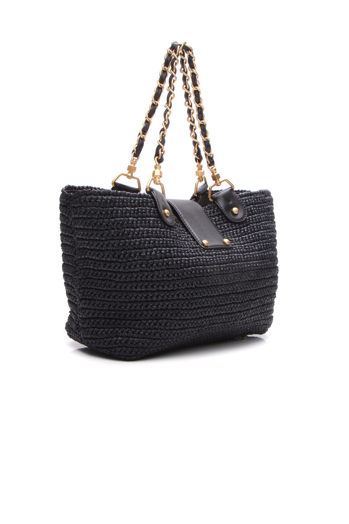 Woven CC Tote Bag - Black