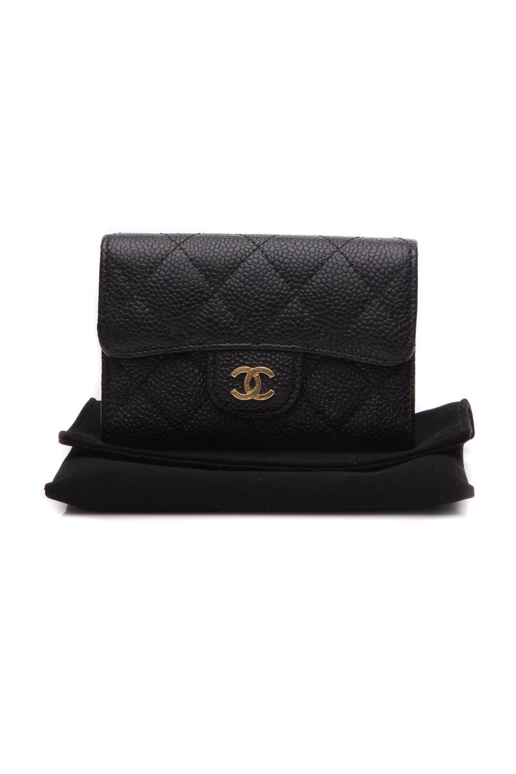 Quilted Classic Flap Card Holder - Black