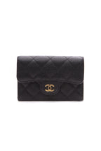 Quilted Classic Flap Card Holder - Black