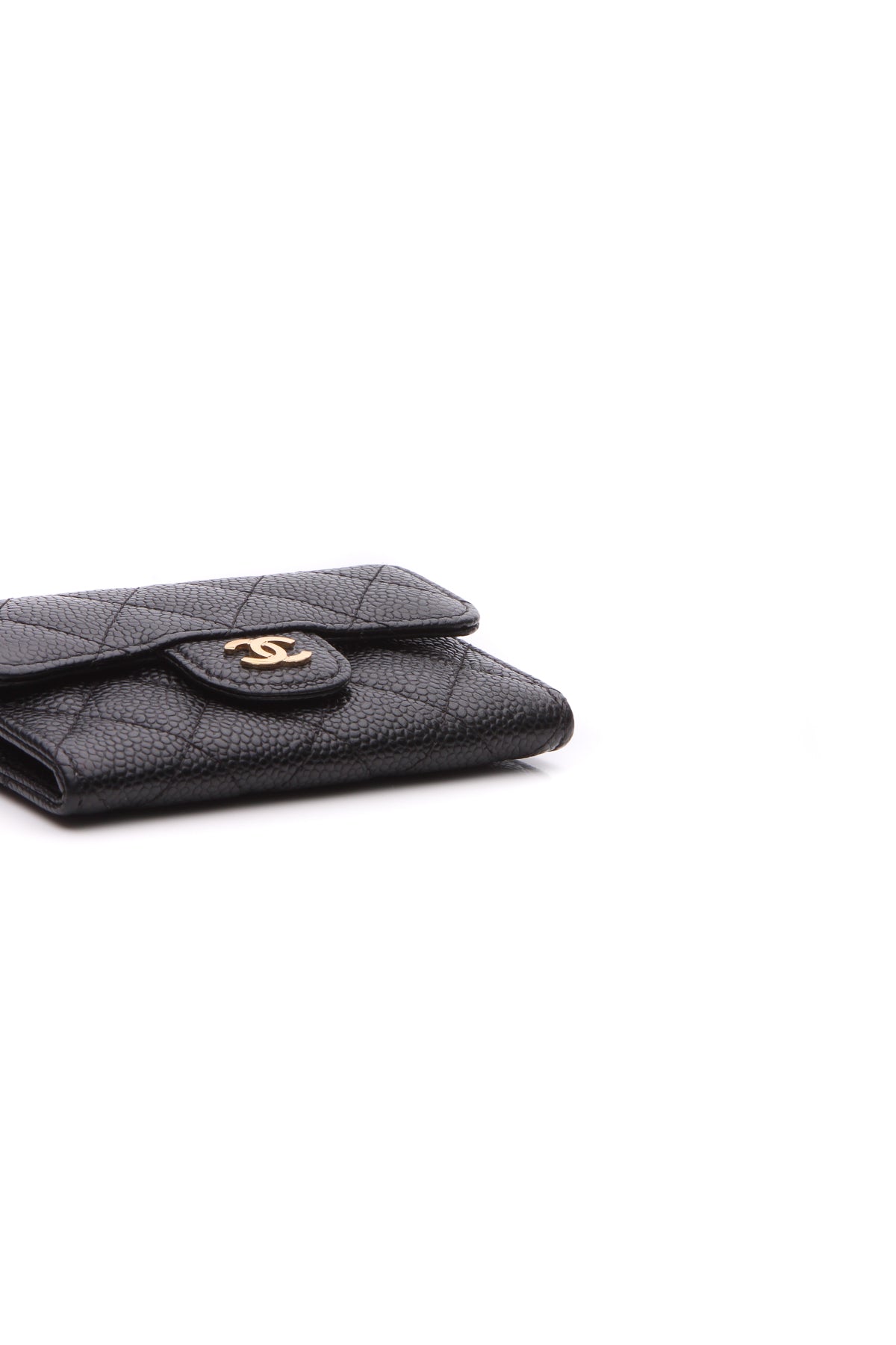 Quilted Classic Flap Card Holder - Black