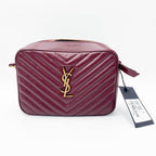 Saint Laurent Monogram Lou Camera Calfskin Matelasse Dark Legion Red Leather Shoulder Bag