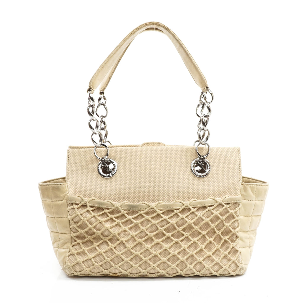 Chanel Shoulder Bag Beige Canvas