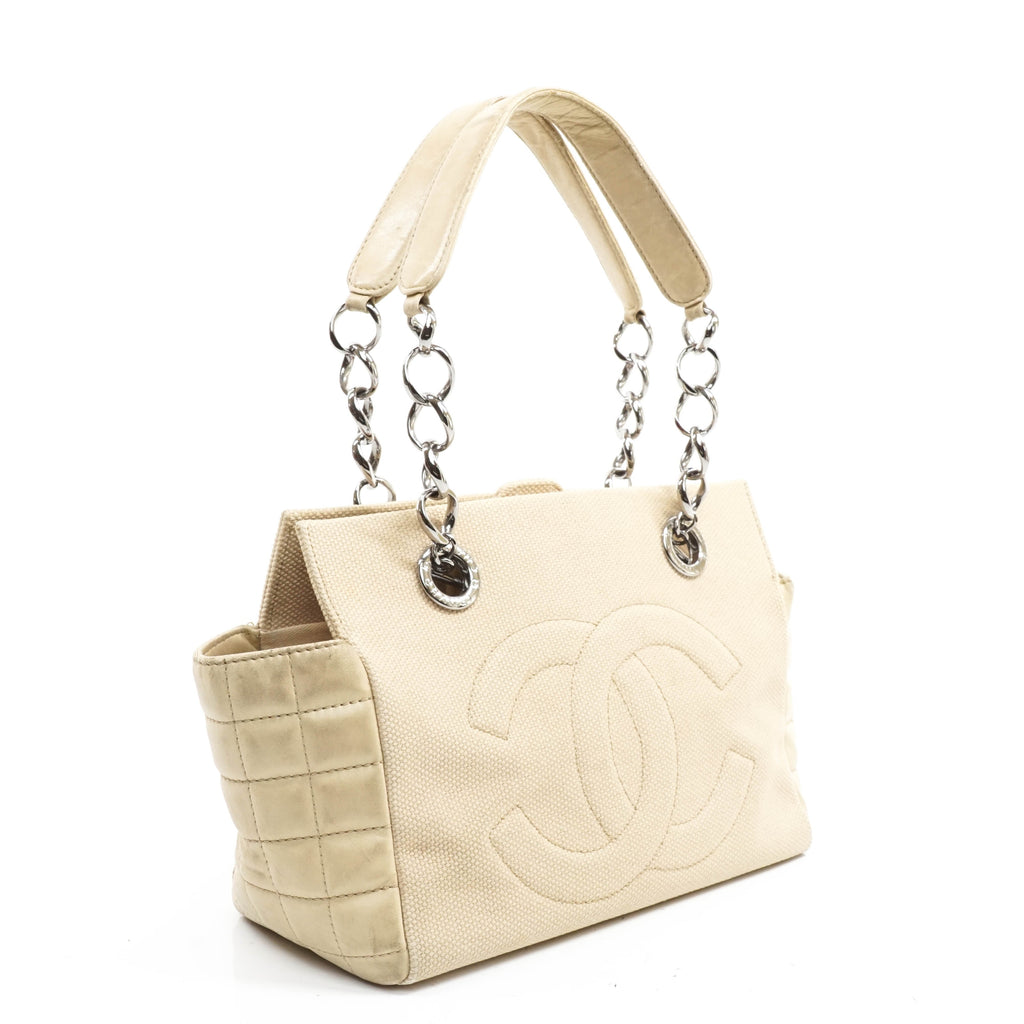 Chanel Shoulder Bag Beige Canvas