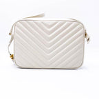 Saint Laurent Monogram Lou Camera Calfskin Matelasse Crema Soft White Leather Shoulder Bag