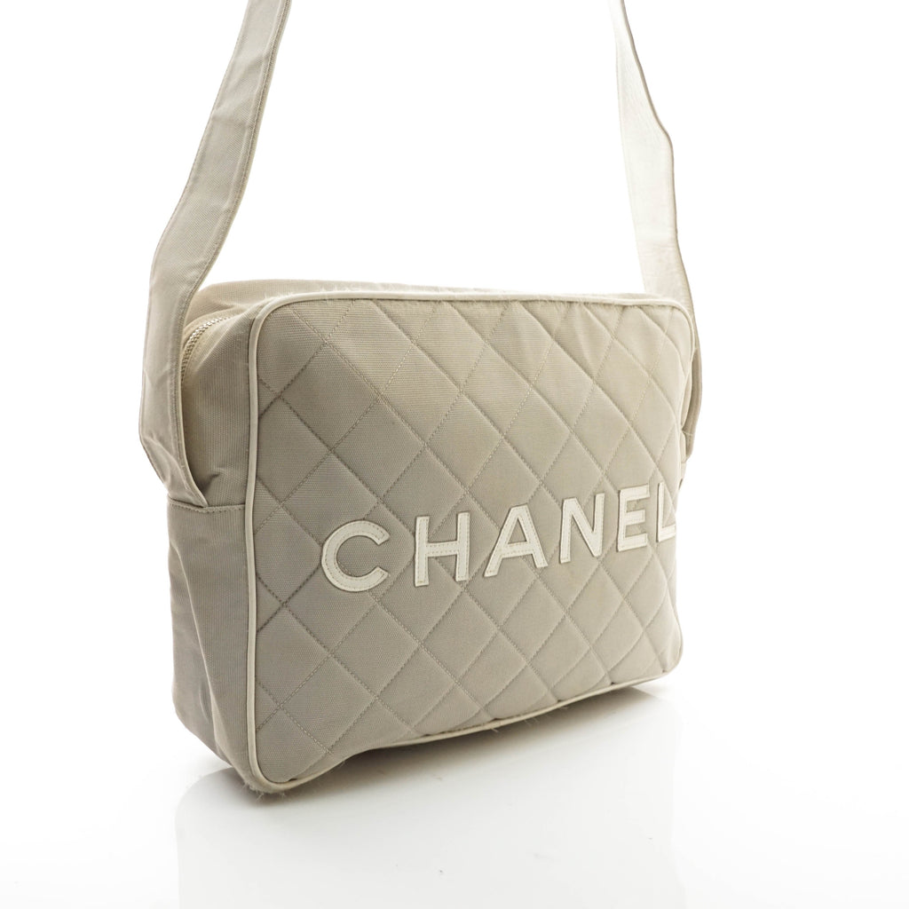 Chanel Shoulder Bag Gray Canvas