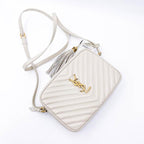 Saint Laurent Monogram Lou Camera Calfskin Matelasse Crema Soft White Leather Shoulder Bag