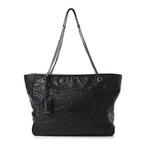 Saint Laurent Niki Crinkled Matelasse Monogram Large Shopping Black Calfskin Leather Tote