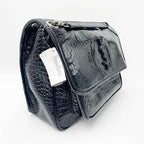 Saint Laurent Niki Medium Crocodile-embossed Black Patent Leather Shoulder Bag