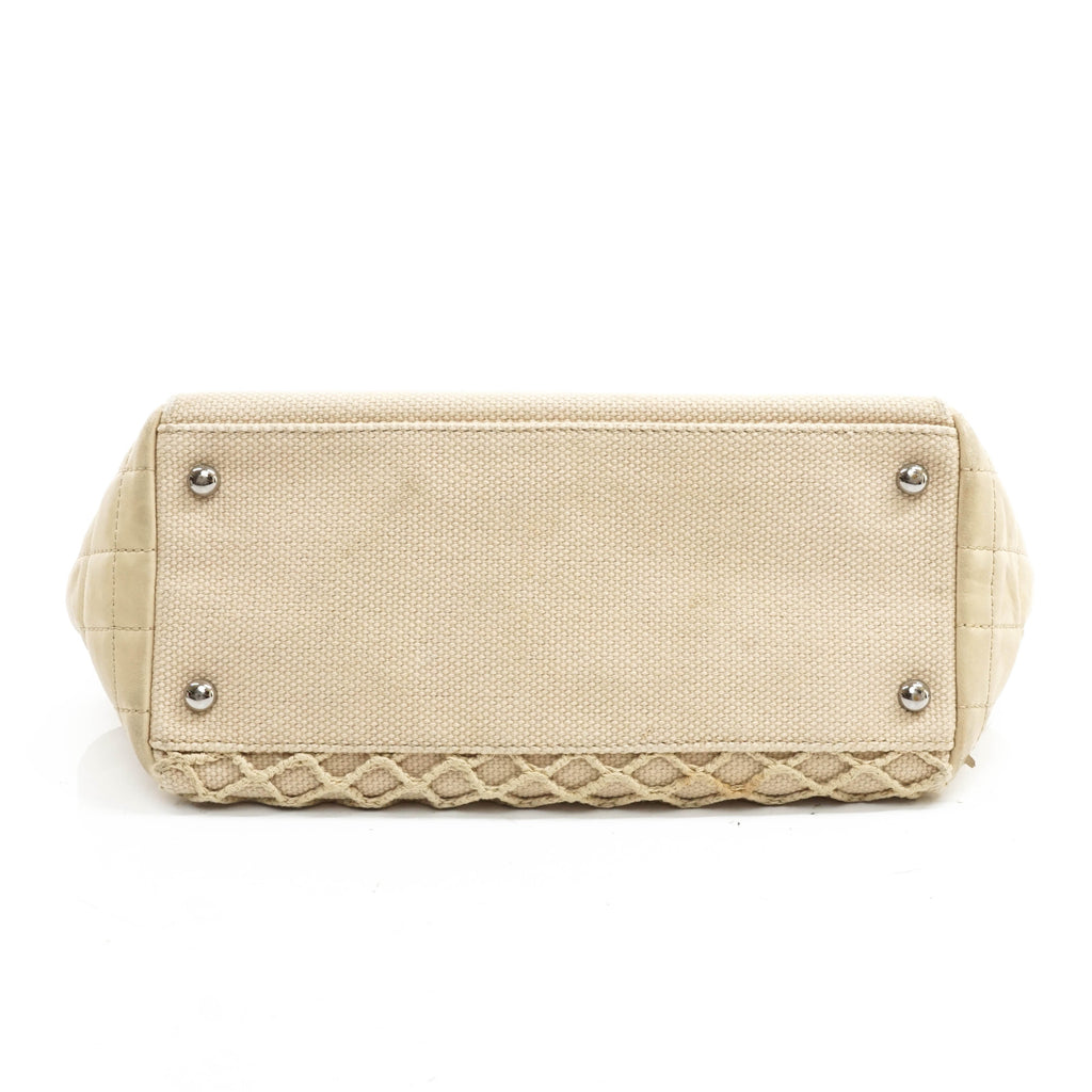 Chanel Shoulder Bag Beige Canvas