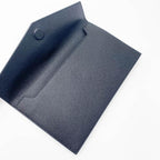 Saint Laurent Envelope Uptown Monogram Plaque Grained-leather Black Leather Clutch